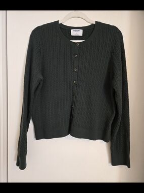 Old Navy Women's Dark Teal Cable Knit Button-Front Cardigan